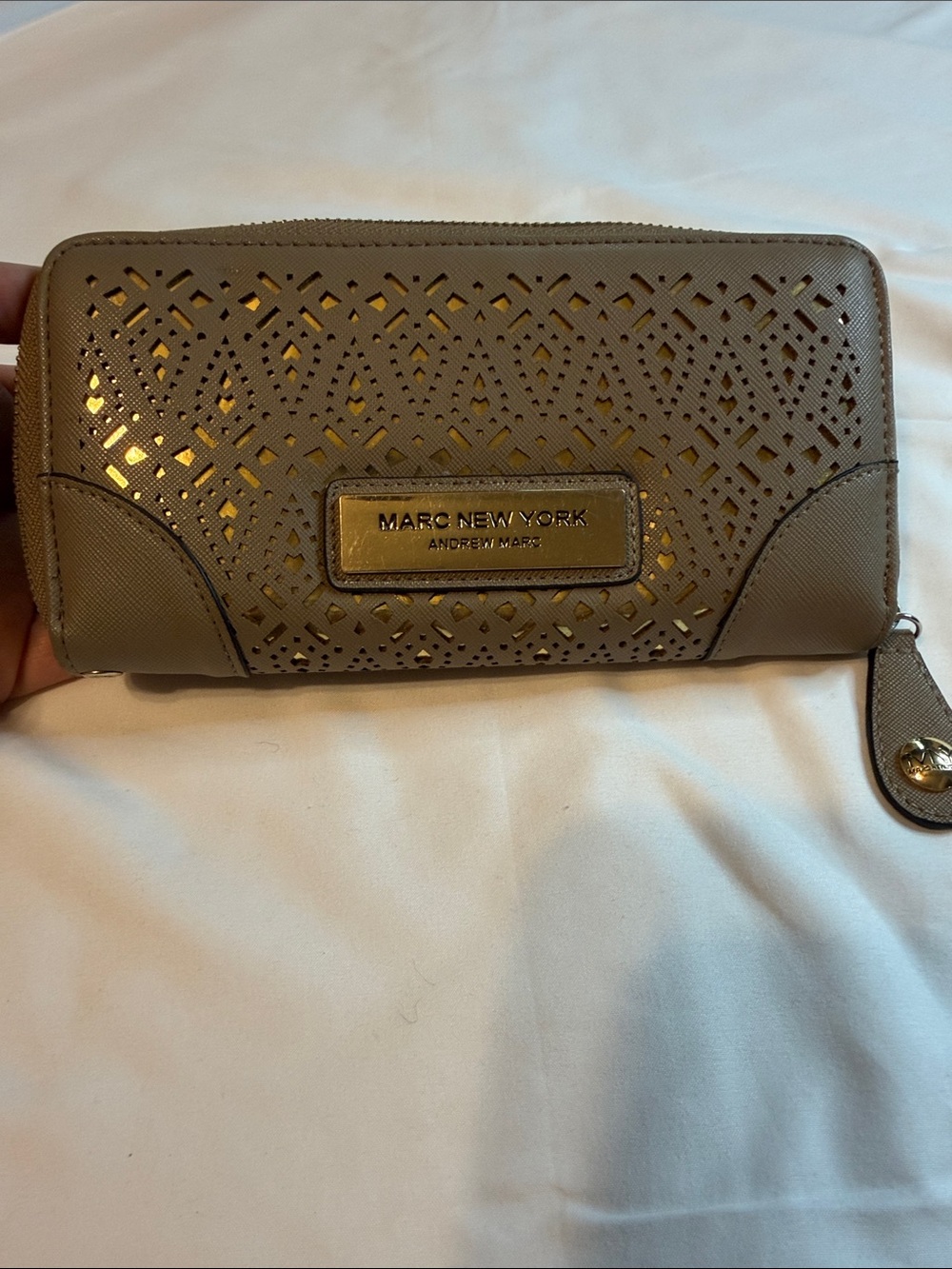 Marc New York Taupe Wallet with Gold Underlay